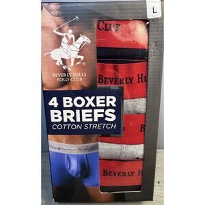 Beverly Hills Polo Club Boxer Briefs 4 Pack Cotton Stretch Men’s Large
